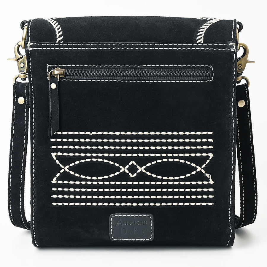 American Darling Suede Genuine Leather Cross body Bag Boot Stitched Embroidery Vegetable-Tanned Western Purse