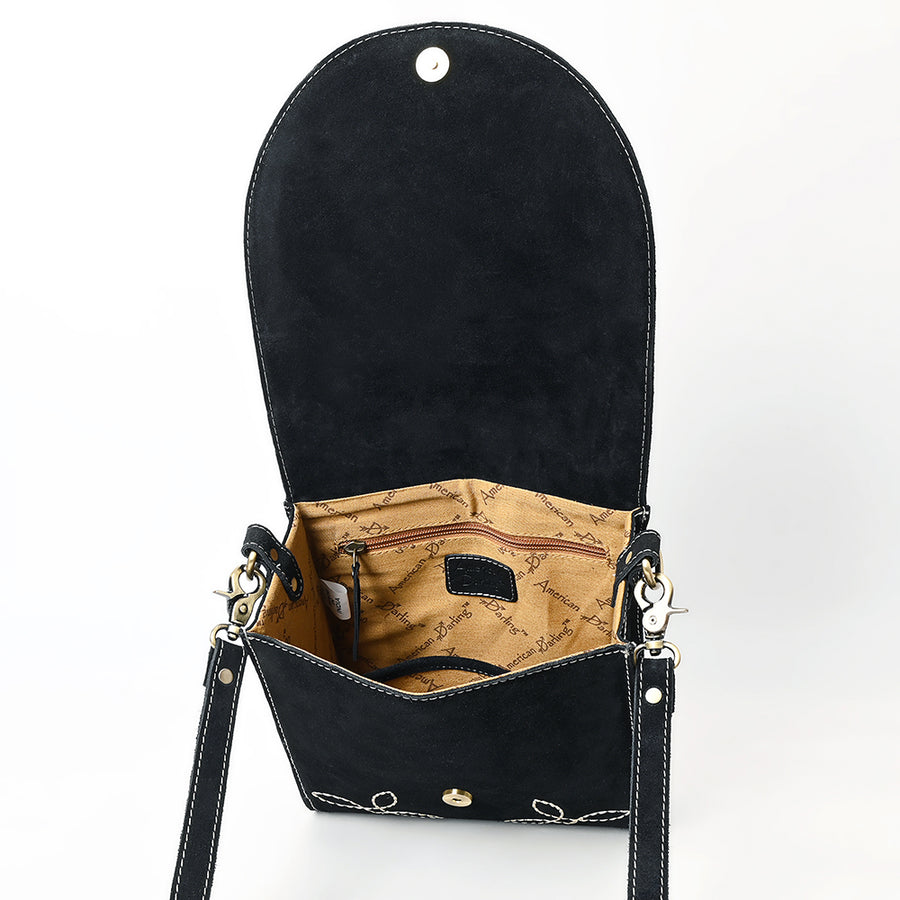 American Darling Suede Genuine Leather Cross body Bag Boot Stitched Embroidery Vegetable-Tanned Western Purse
