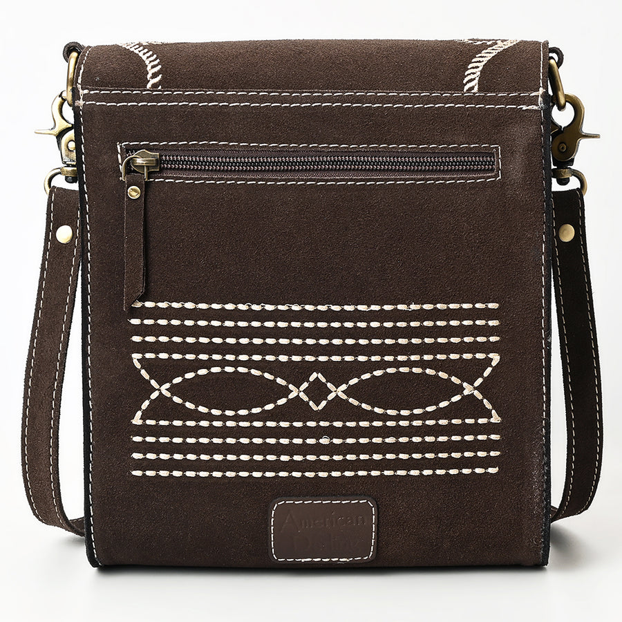 American Darling Suede Genuine Leather Cross body Bag Boot Stitched Embroidery Vegetable-Tanned Western Purse