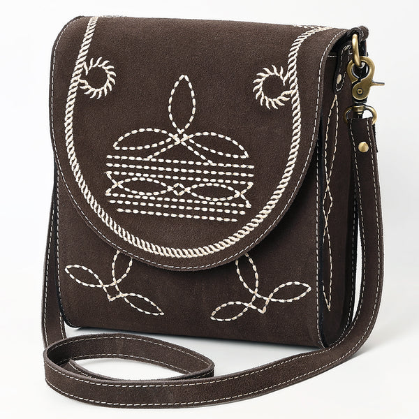 American Darling Boot Stitched Suede Genuine Leather Cross body Bag - Uhorse