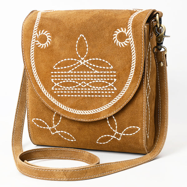 American Darling Boot Stitched Suede Genuine Leather Cross body Bag - Uhorse