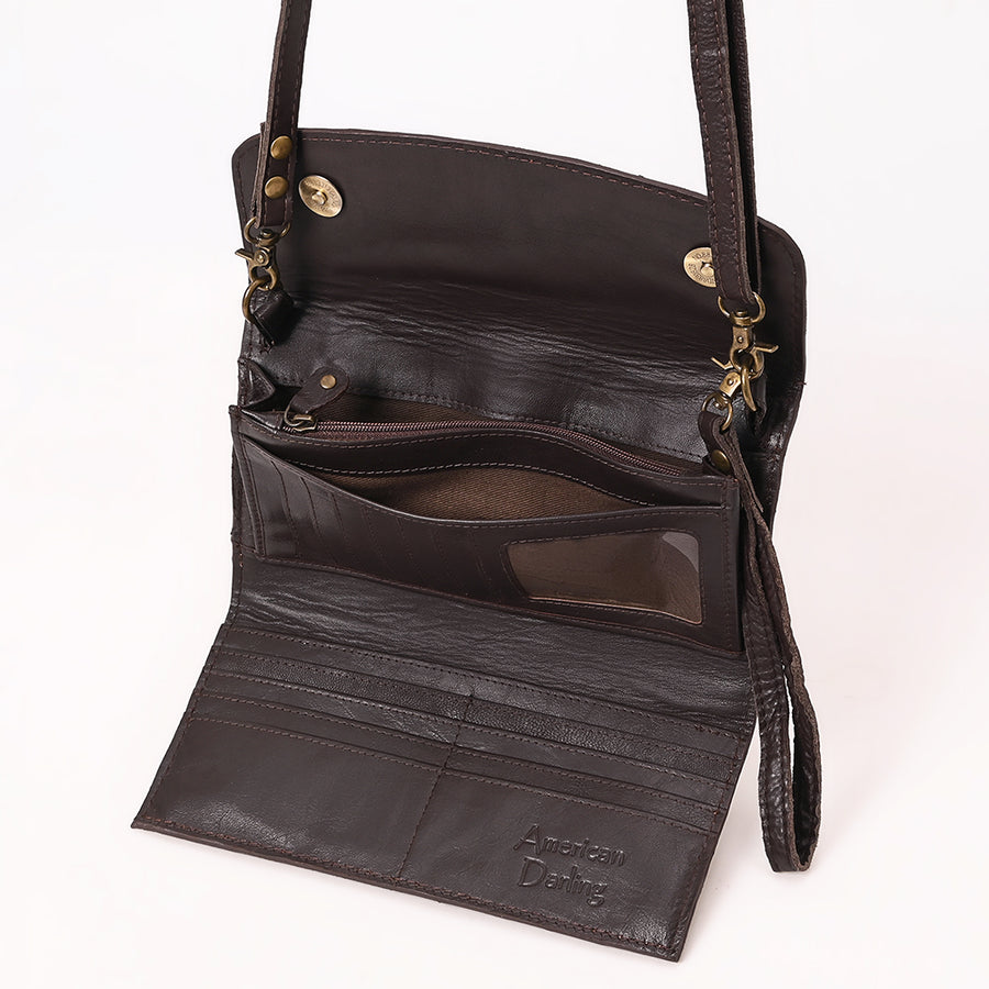 American Darling Suede Genuine Leather Small Cross body Bag Boot Stitched Embroidery Vegetable-Tanned Western Purse