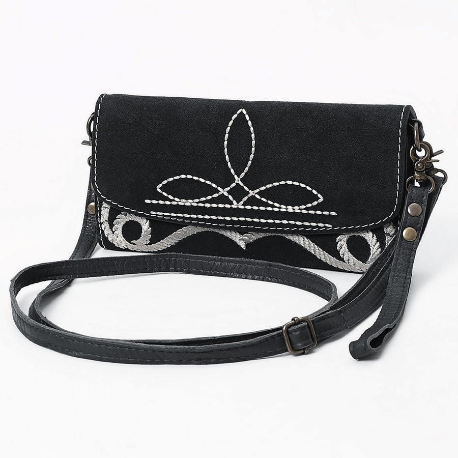 American Darling Boot Stitched Suede Genuine Leather Small Cross body Bag - Uhorse