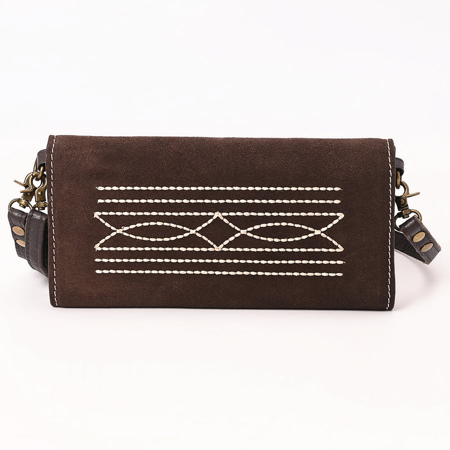 American Darling Suede Genuine Leather Small Cross body Bag Boot Stitched Embroidery Vegetable-Tanned Western Purse