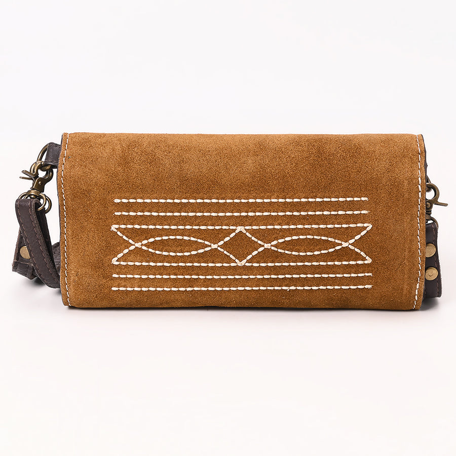 American Darling Suede Genuine Leather Small Cross body Bag Boot Stitched Embroidery Vegetable-Tanned Western Purse