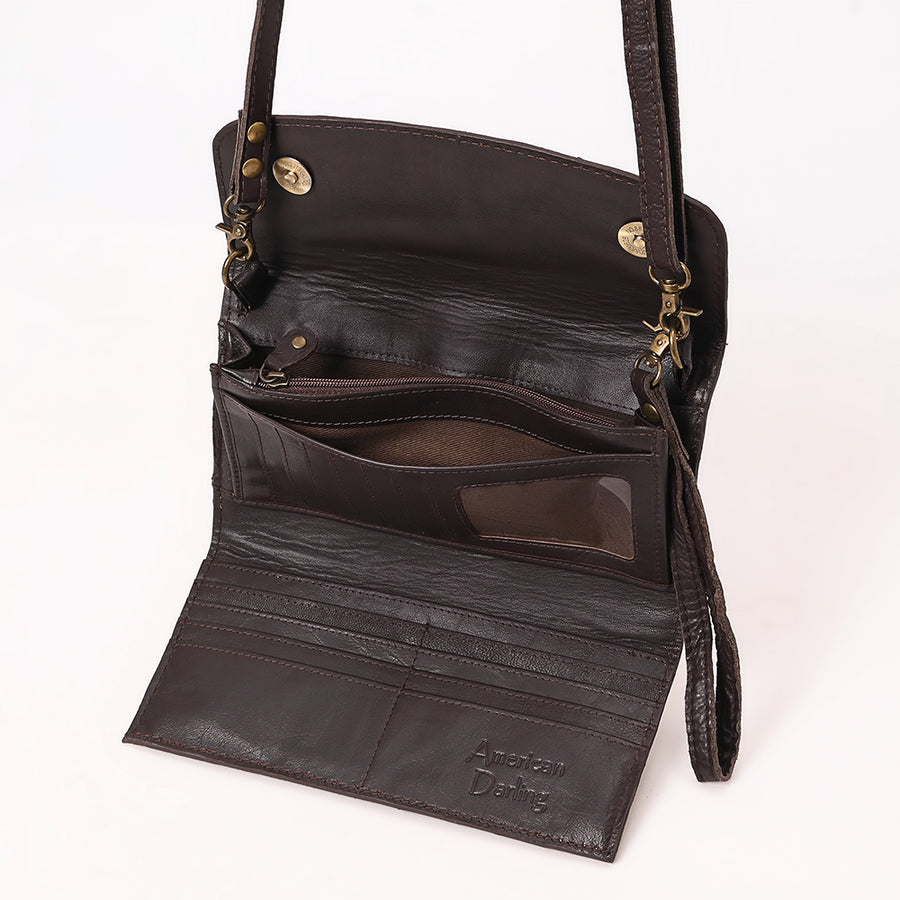 American Darling Suede Genuine Leather Small Cross body Bag Boot Stitched Embroidery Vegetable-Tanned Western Purse