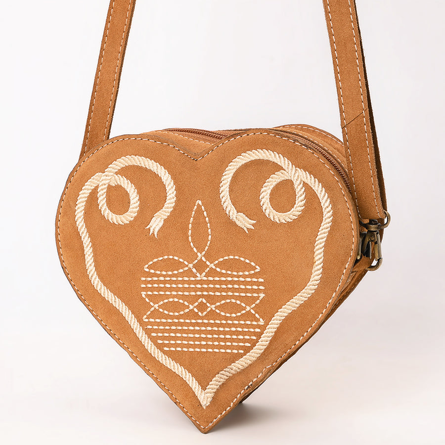 American Darling Heart Shaped Black Suede Leather Canteen Bag - Uhorse