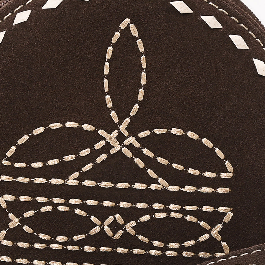American Darling Western Heart Shaped Genuine Suede Leather Canteen Bag, Boot Stitched Crossbody Purse