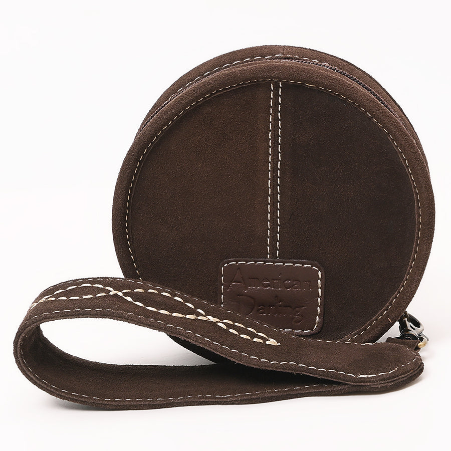 American Darling Western Heart Shaped Genuine Suede Leather Canteen Bag, Boot Stitched Crossbody Purse