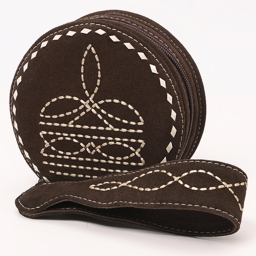 American Darling Heart Shaped Black Genuine Suede Leather Canteen Bag - Uhorse
