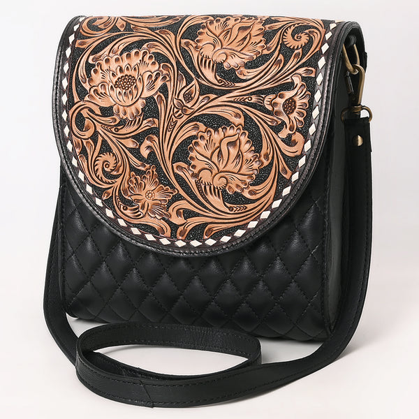 American Darling Tooled Floral Quilted Leather Cross body Bag - Uhorse