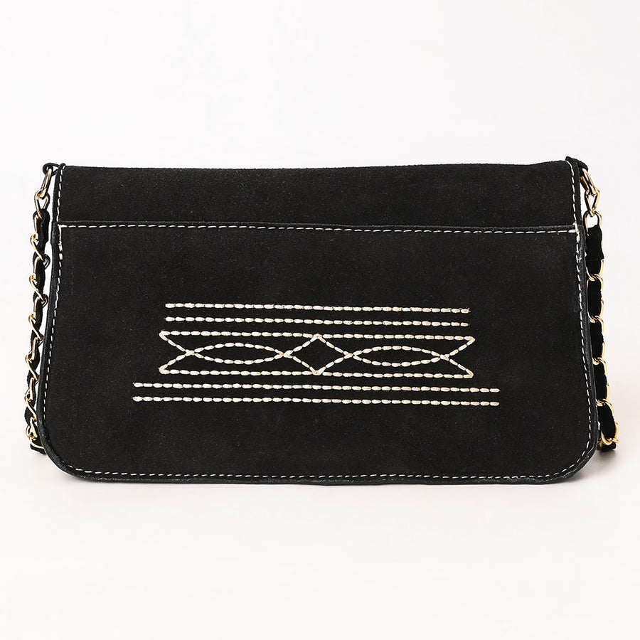 American Darling Boot Stitched Genuine Suede Leather Small Cross body Bag, Genuine Leather Western Purse with YKK Zipper