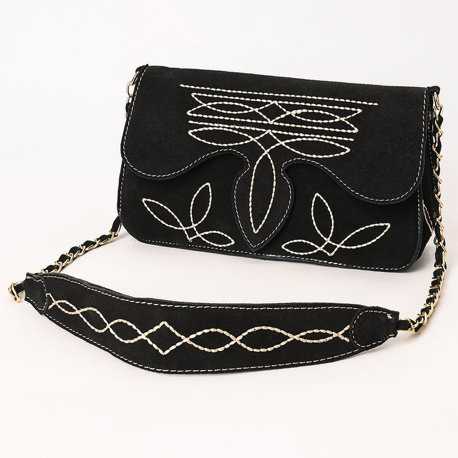 American Darling Boot Stitched Genuine Suede Leather Small Cross body Bag - Uhorse
