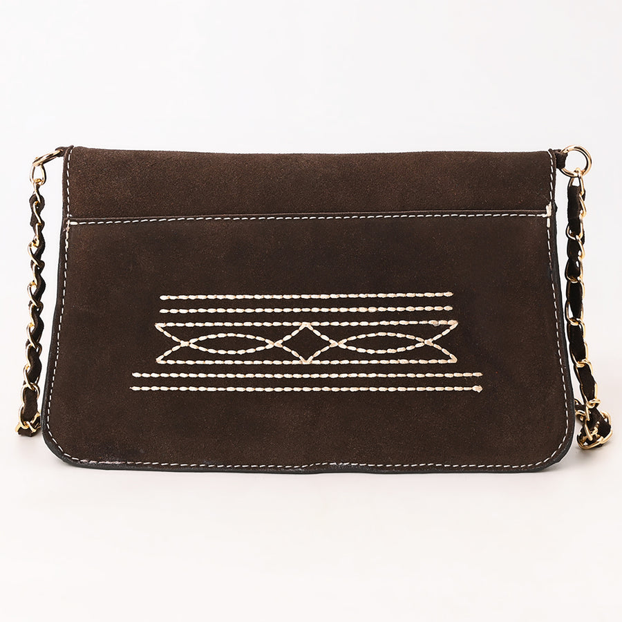 American Darling Boot Stitched Genuine Suede Leather Small Cross body Bag, Genuine Leather Western Purse with YKK Zipper
