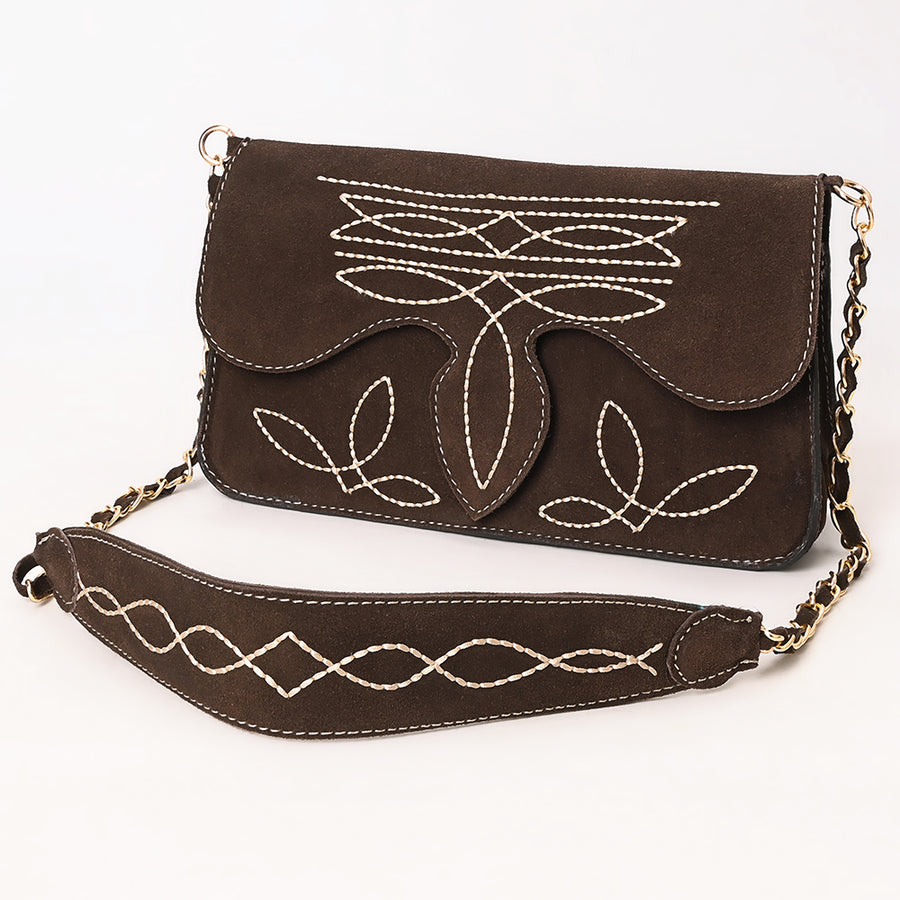 American Darling Boot Stitched Genuine Suede Leather Small Cross body Bag - Uhorse