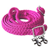 1" X 8Ft Hilason Braided Poly Barrel Horse Racing Reins Flat Grip Knots W/ Snaps