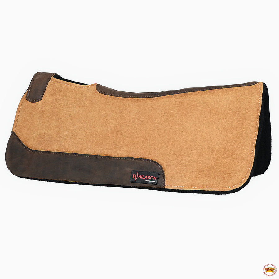 HILASON Western Wool Felt Horse Saddle Pad W/ Distressed Wear Leather | for Horses