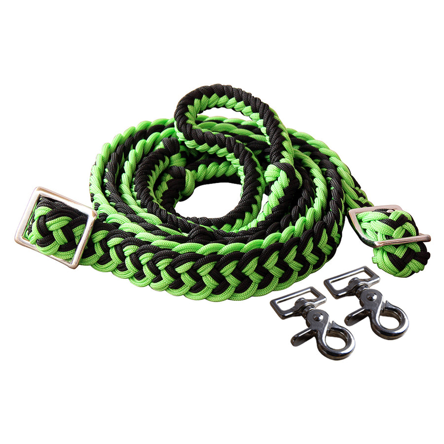 1" X 8Ft Hilason Braided Poly H. Barrel Reins Flat W/ Easy Grip Knots by Hilason – Cowboy and equestrian accessories