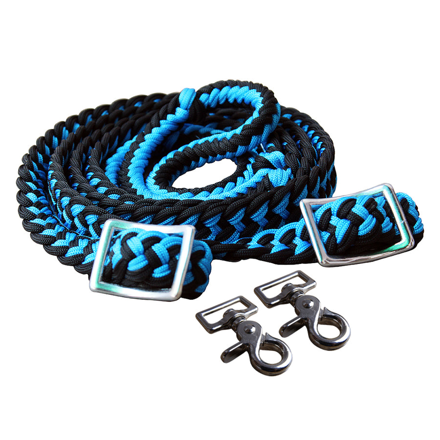 1" X 8Ft Hilason Braided Poly Barrel Horse Racing Reins Flat Grip Knots with Snaps - Uhorse