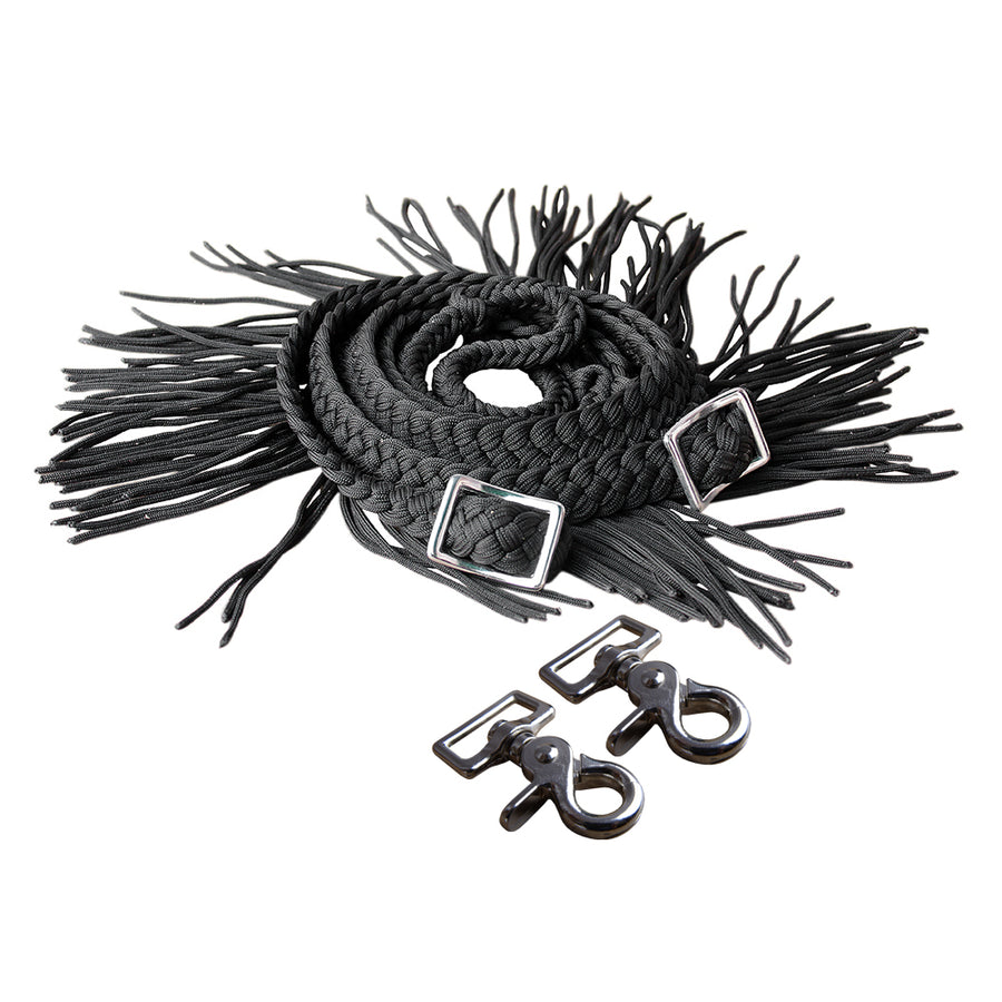 1" X 8Ft Hilason Braided Poly Barrel Horse Racing Reins Flat Grip Knots with Snaps - Uhorse