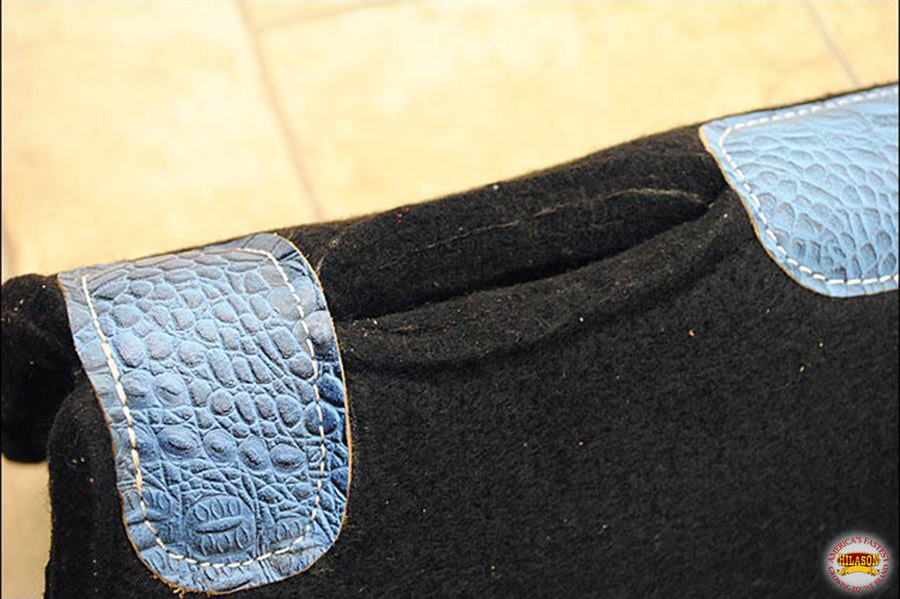 HILASON Western Wool Felt Horse Saddle Pad W/ Distressed Wear Leather | for Horses