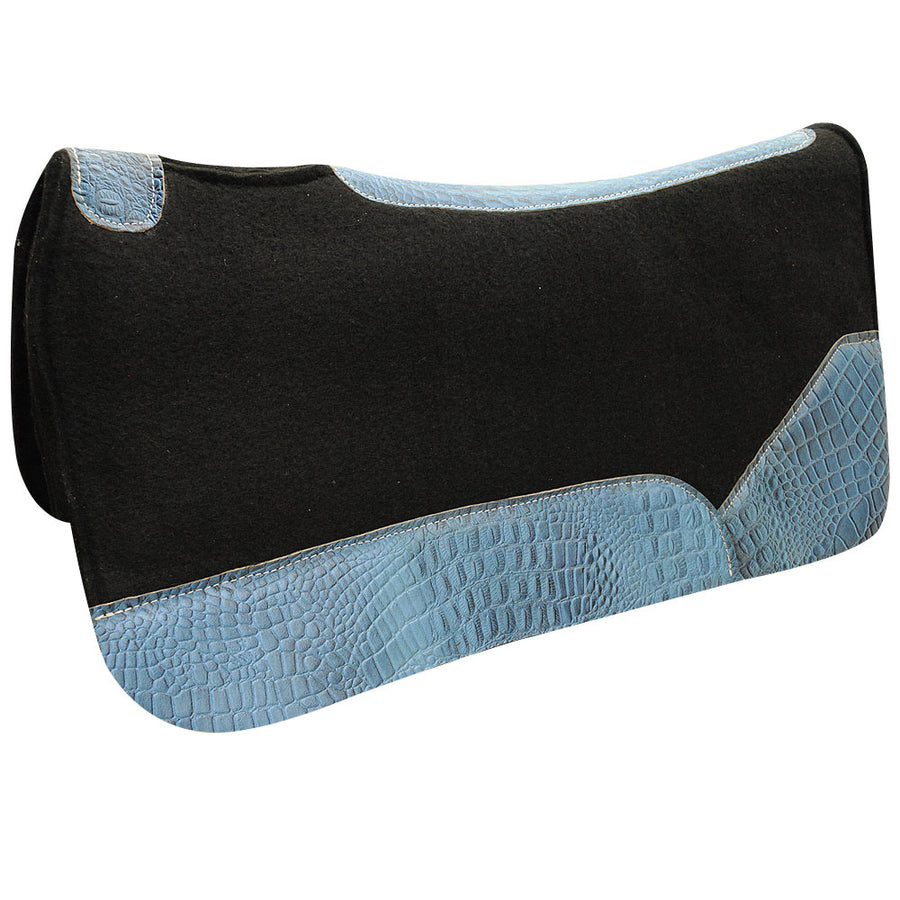 Hilason W. Wool Felt H. Saddle Pad W/ Alligator Print Leather – by Hilason – Cowboy and equestrian accessories