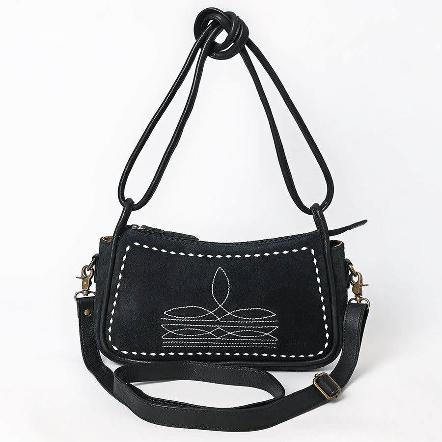 American Darling Cross body Bag Western Genuine Leather Handcrafted Suede Shoulder Purse with Boot Stitched Design and YKK Zipper
