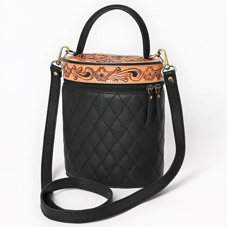 American Darling Hand Tooled Floral Quilted Leather Jewelry case - Uhorse