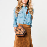 American Darling Crossbody Hand Tooled Genuine Hair On Leather Women