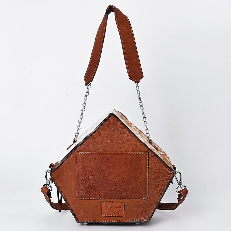 American Darling Hand Tooled Floral Carved Hair-On Cowhide Cross body Bag Genuine Leather Western Purse with YKK Zipper