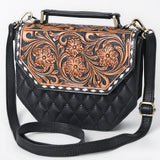 American Darling Hand Tooled Floral Carved Quilted Cross body Bag Genuine Leather Western Purse with YKK Zipper