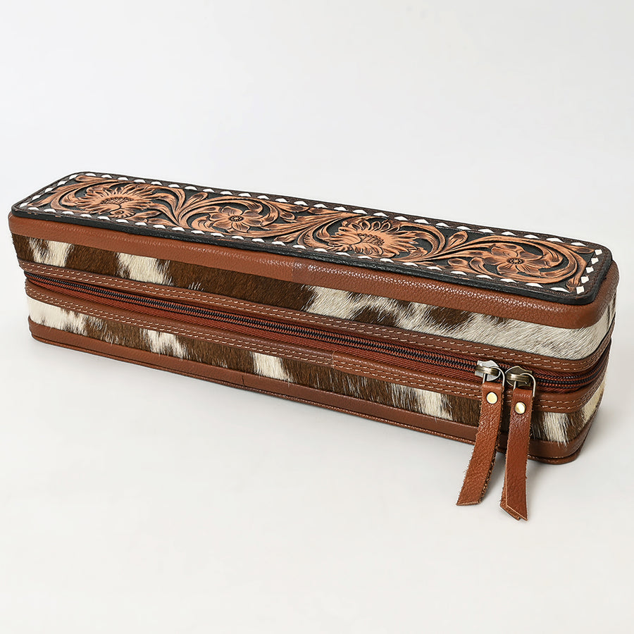 American Darling Hand Tooled Floral Carved Cowhide Hair Accessories Bag - Uhorse