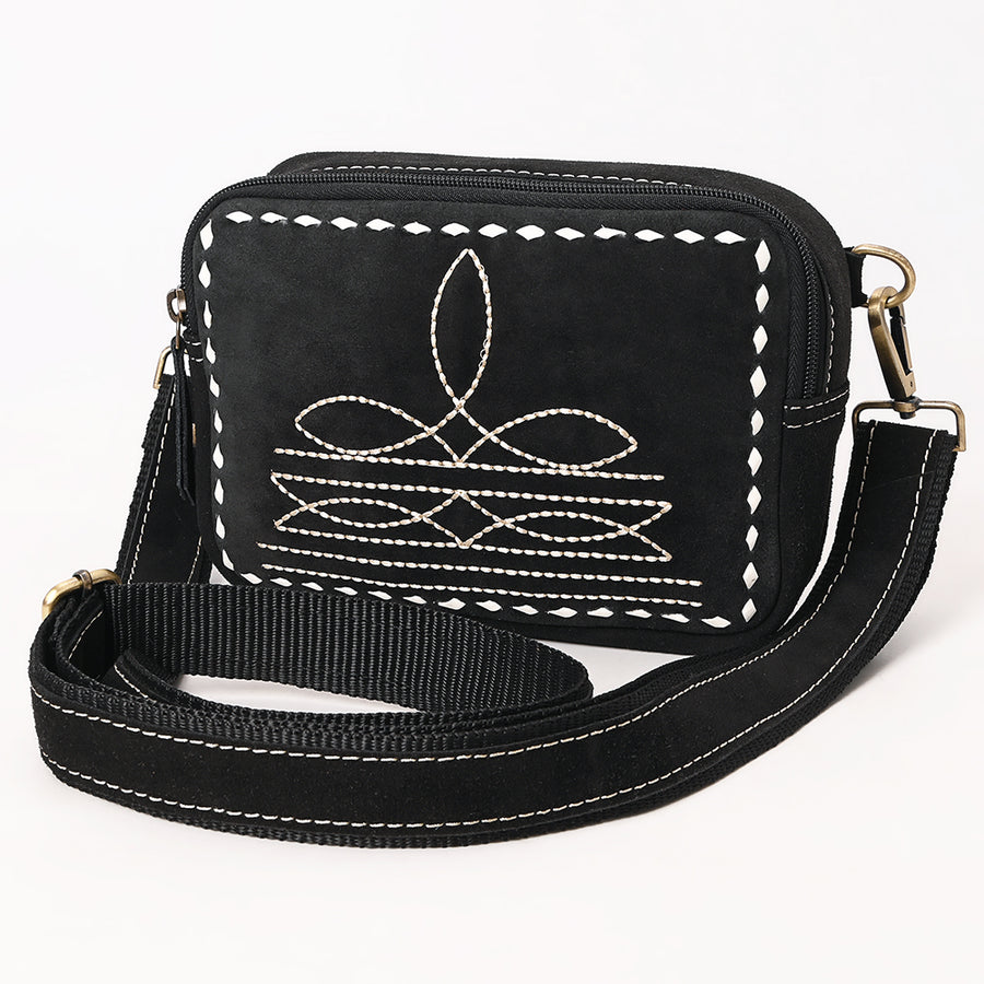 American Darling Buck Stitched Genuine Suede Leather Western Camera Bag - Uhorse