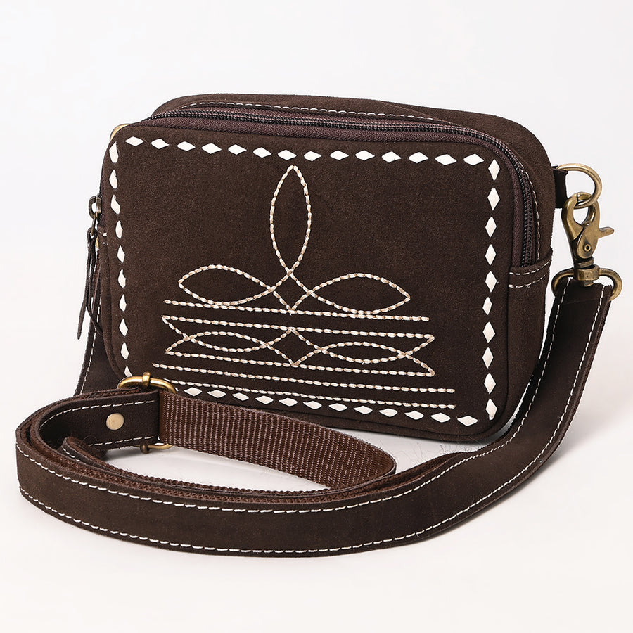American Darling Buck Stitched Genuine Suede Leather Western Camera Bag - Uhorse