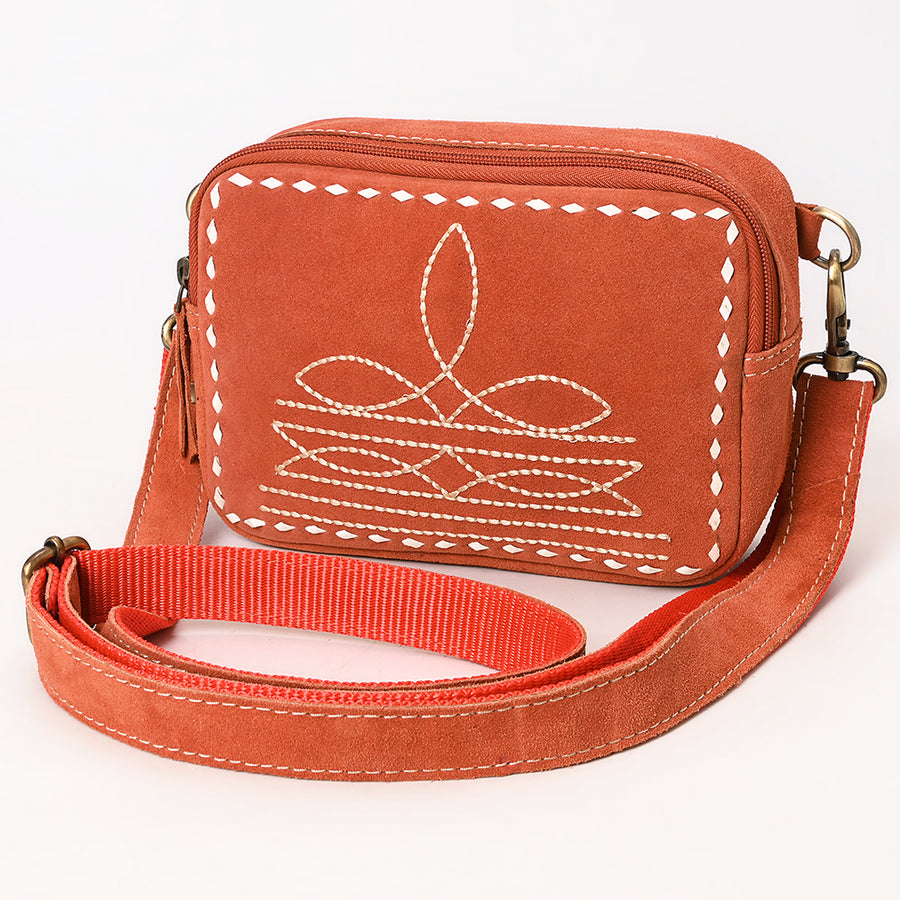 American Darling Buck Stitched Genuine Suede Leather Western Camera Bag - Uhorse