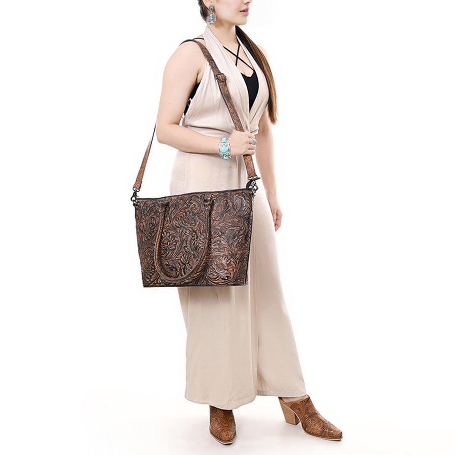 American Darling Western Tote Bag – Genuine Leather Hand-Tooled Design, Spacious Everyday Tote, Premium Craftsmanship & Durable Build