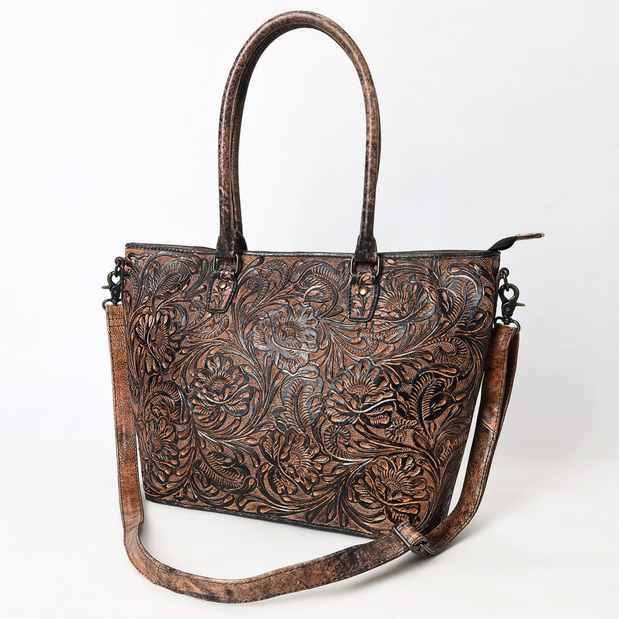 American Darling Western Genuine Leather Tote Bag with Hand-Tooled Detailing | Everyday Carry - Uhorse