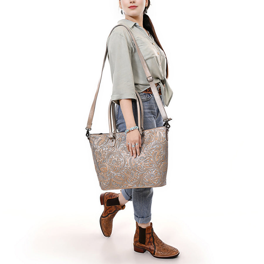American Darling Western Tote Bag – Genuine Leather Hand-Tooled Design, Spacious Everyday Tote, Premium Craftsmanship & Durable Build