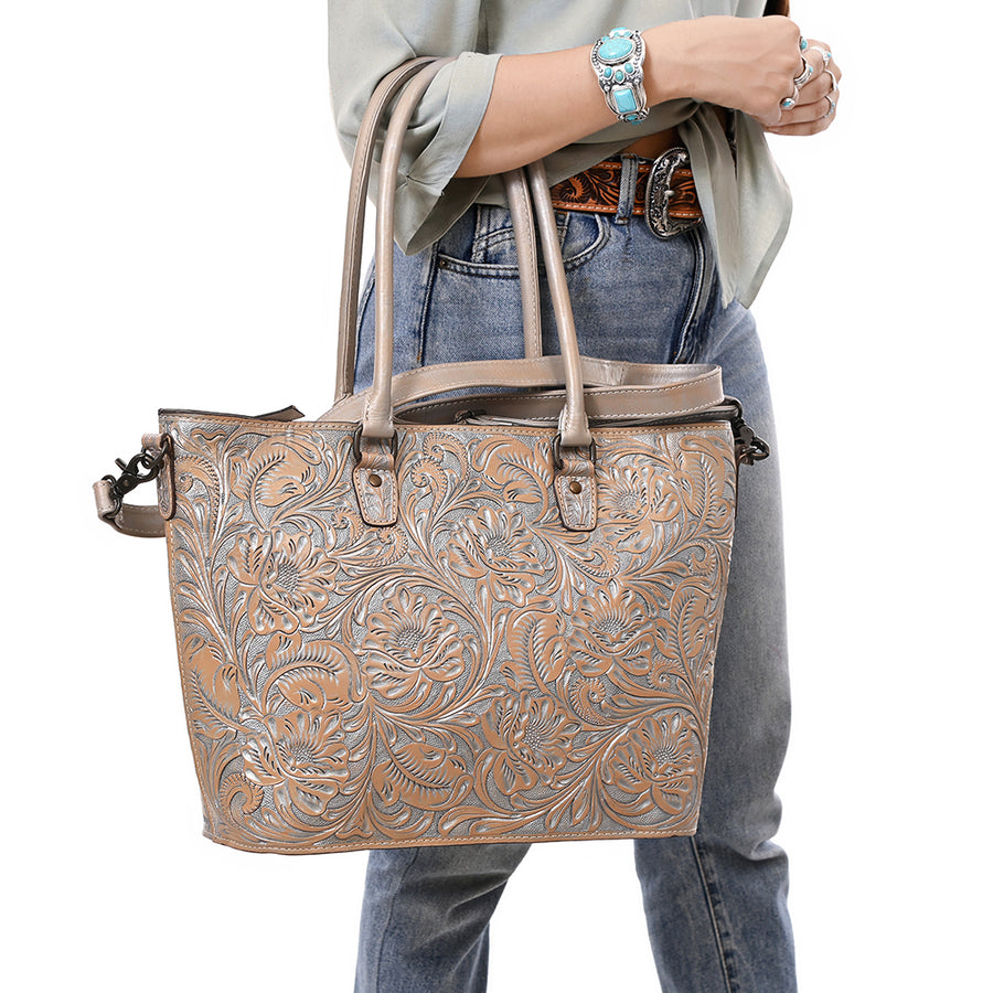 American Darling Western Tote Bag – Genuine Leather Hand-Tooled Design, Spacious Everyday Tote, Premium Craftsmanship & Durable Build