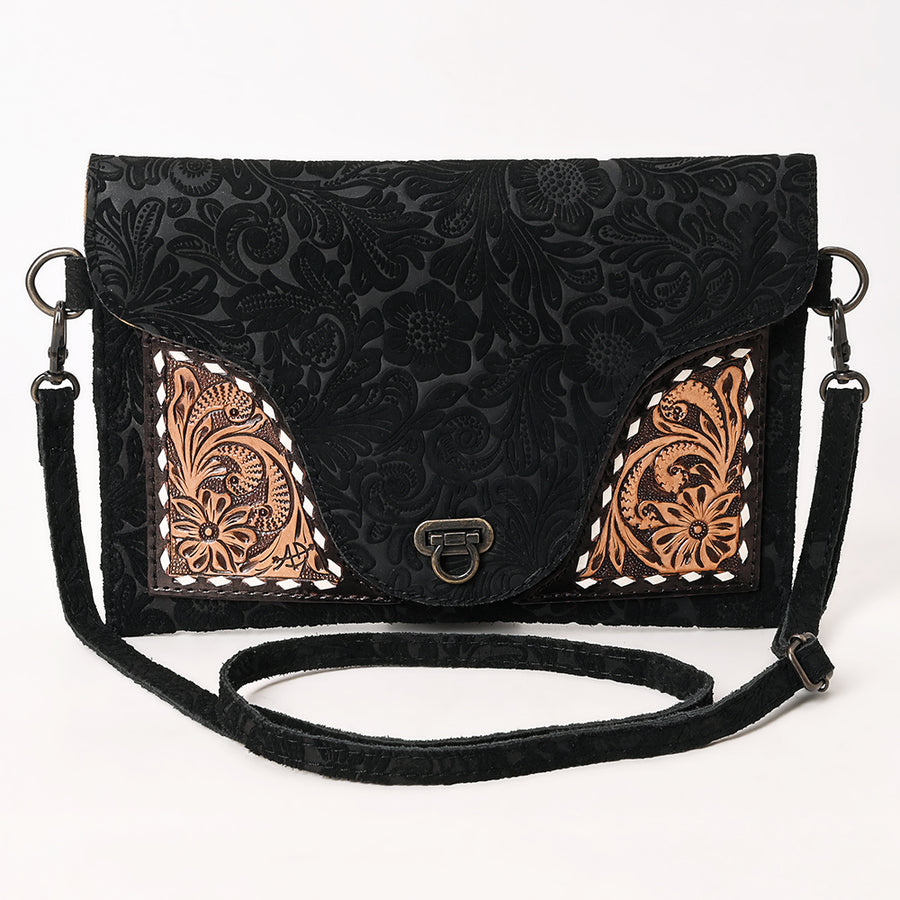 American Darling Western Leather Small Cross Body Bag – Hand-Tooled Floral Detailing, Premium Genuine Damascus Leather, Everyday Carry Purse