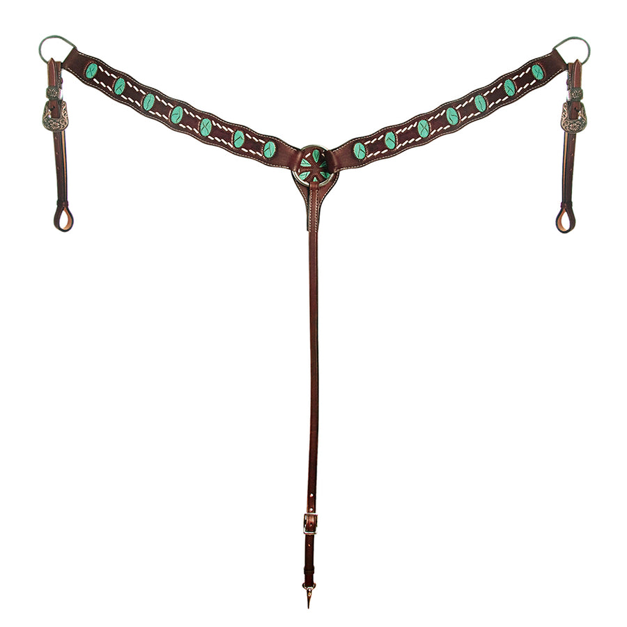 AMERICAN DARLING Western Horse Headstall Breast Collar Set Leather