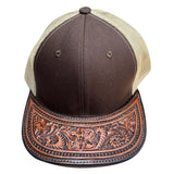 American Darling Men Women Adjustable Cap With Leather On Visor Brown