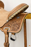 HILASON Western Horse Floral Ranch Roping American Leather Saddle Set Tan