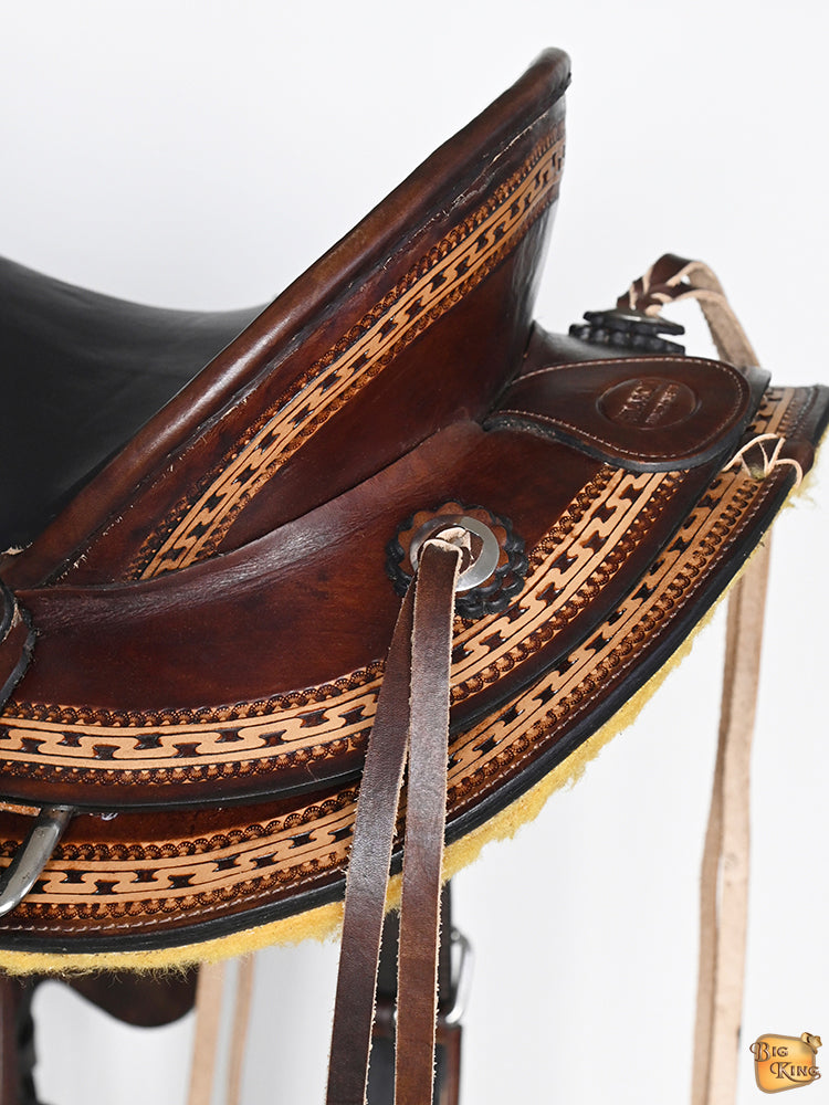 HILASON Western Horse Wade Ranch Roping American Leather Saddle Dark Brown