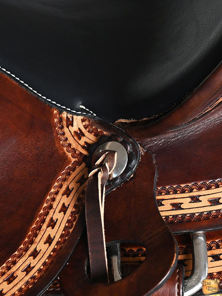 HILASON Western Horse Wade Ranch Roping American Leather Saddle Dark Brown