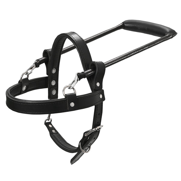 Guide Dog Harness Hilason Black Padded Genuine Leather - Uhorse