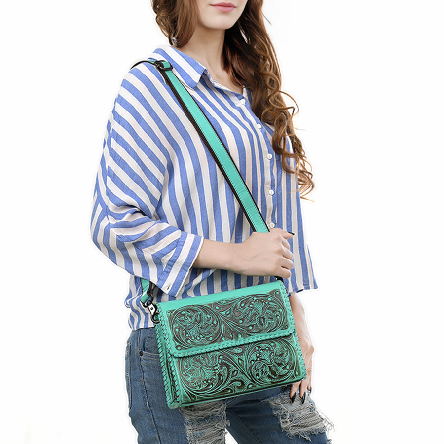 American Darling Crossbody Beautifully Hand Tooled Genuine Leather Western Women Bag Handbag Purse