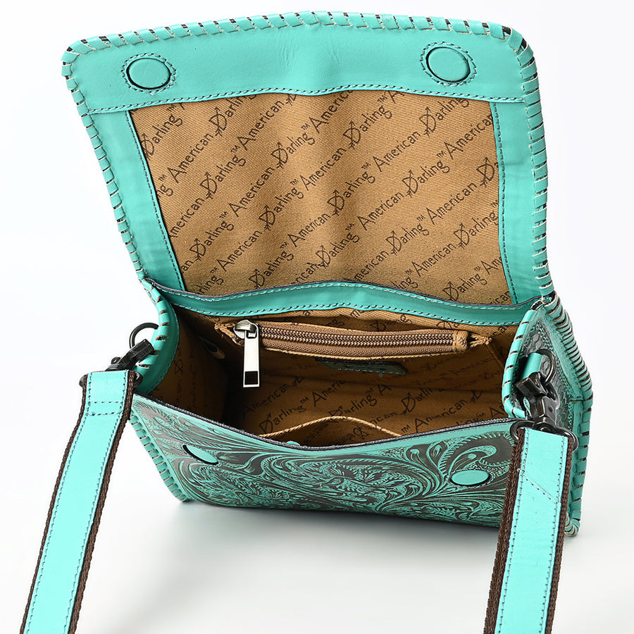 American Darling Crossbody Beautifully Hand Tooled Genuine Leather Western Women Bag Handbag Purse