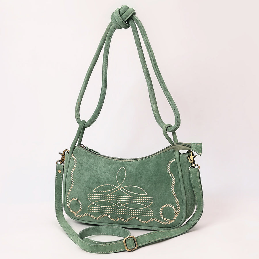 American Darling Boot Stitched Genuine Suede Leather Cross body Bag - Uhorse