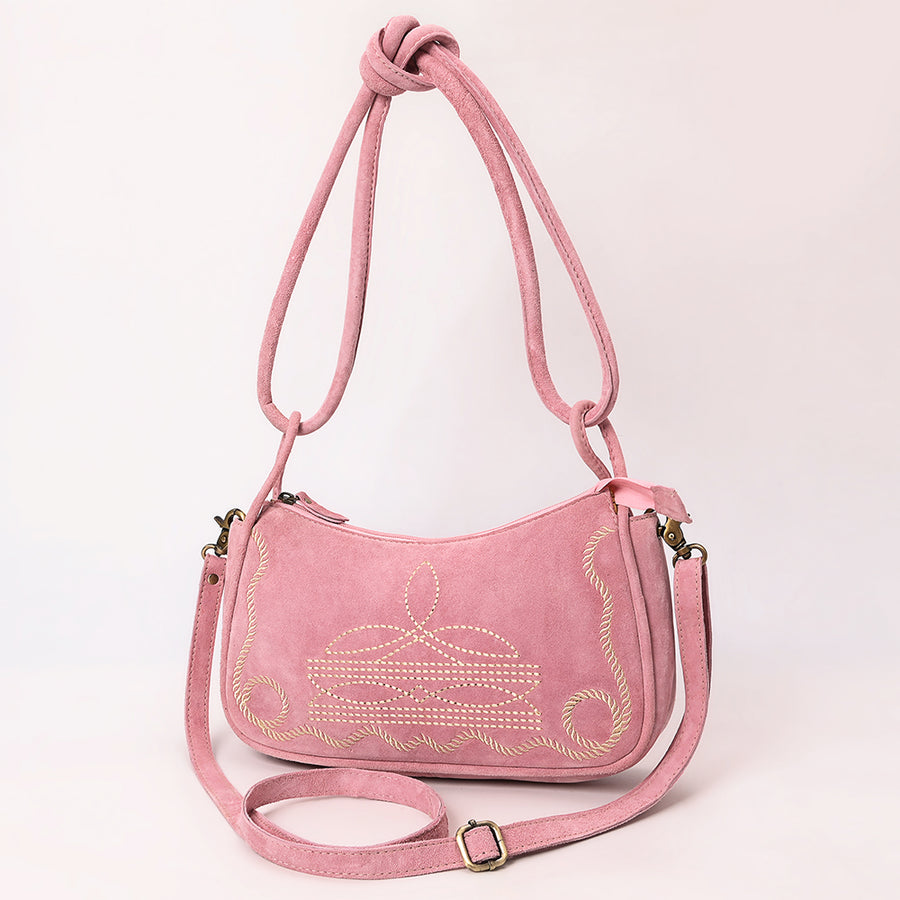 American Darling Boot Stitched Genuine Suede Leather Cross body Bag - Uhorse